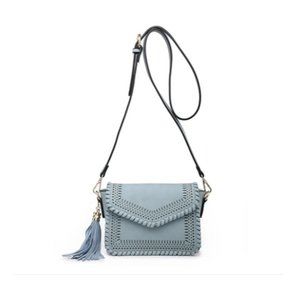 LASER CUT DETAIL FLAPOVER BRAIDED CROSSBODY
